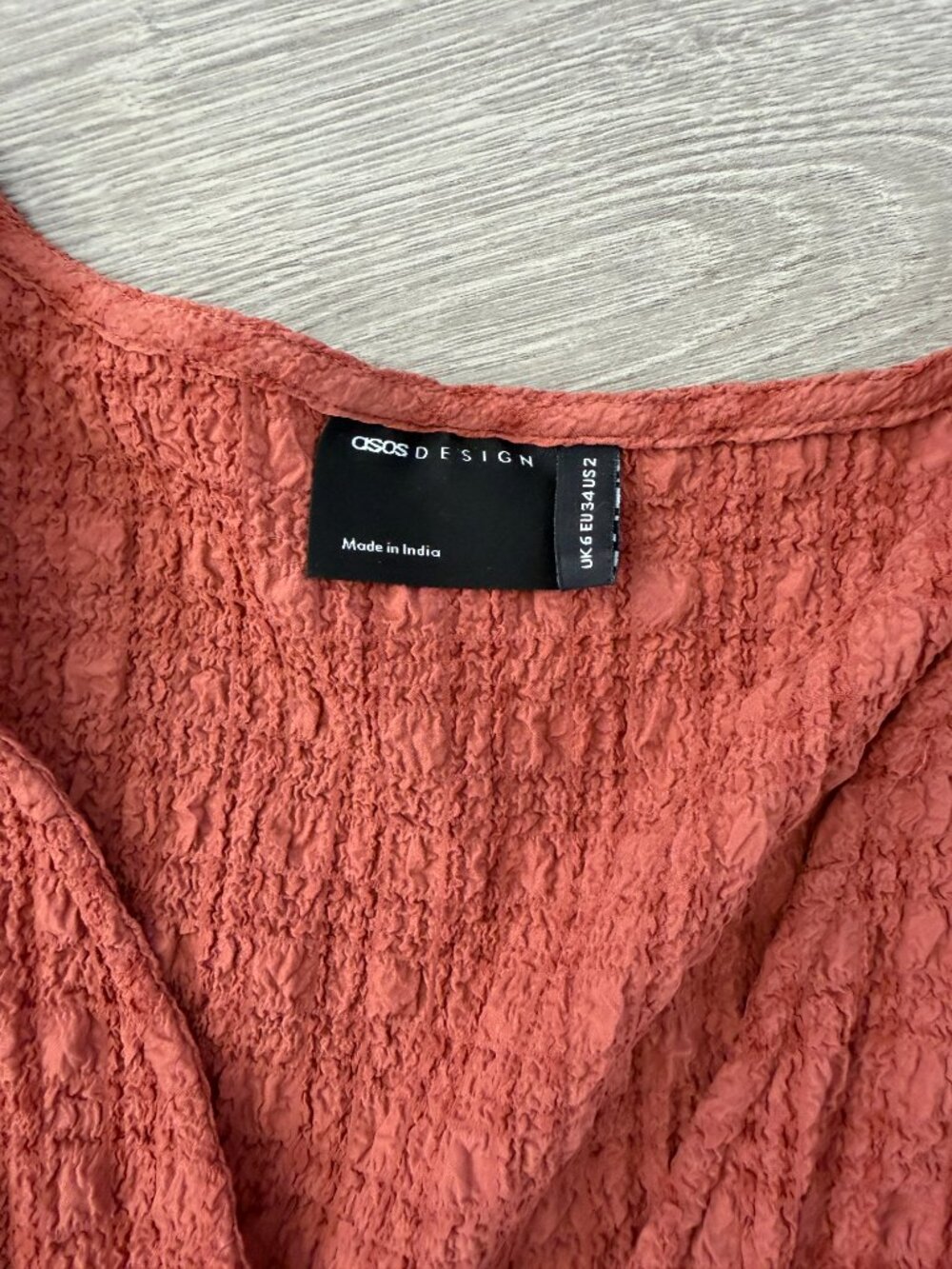 ASOS DESIGN Rust Textured Puff Sleeve Midi Dress Size US 2 NWT - Picture 4 of 8